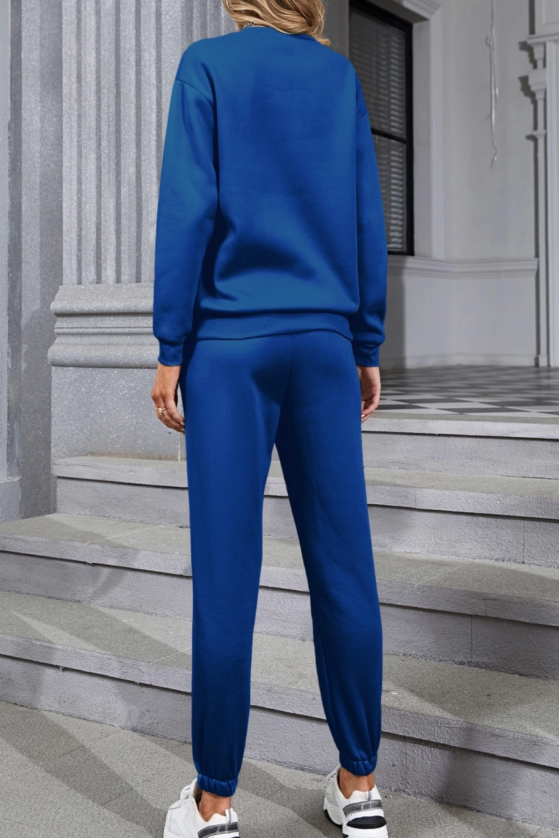 Solid Termal Astarlı Sweatshirt ve Bağcıklı Bel Eşofman Altı