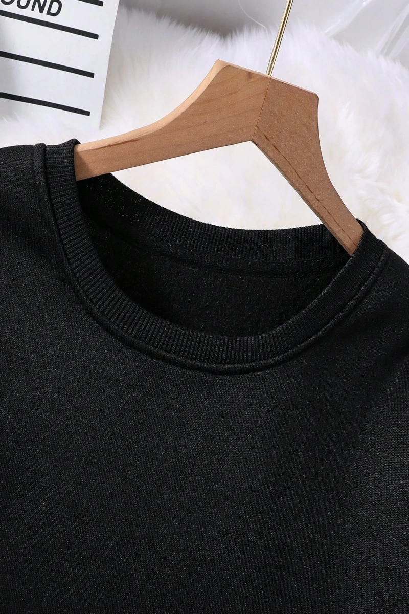 Solid Termal Astarlı Sweatshirt ve Bağcıklı Bel Eşofman Altı