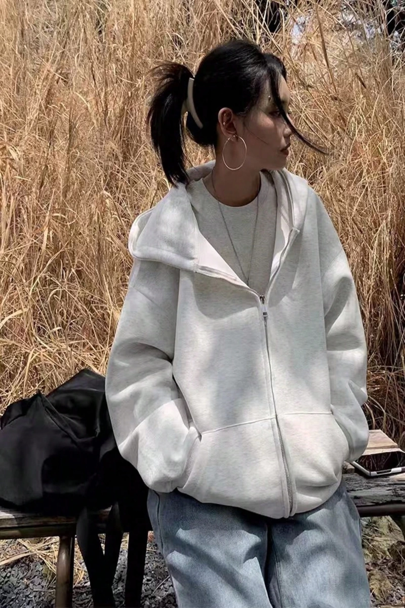 Solva Kadın Rahat Tek Renk Düşük Omuzlu Kapüşonlu Sweatshirt, Sonbahar/Kış Model 5145