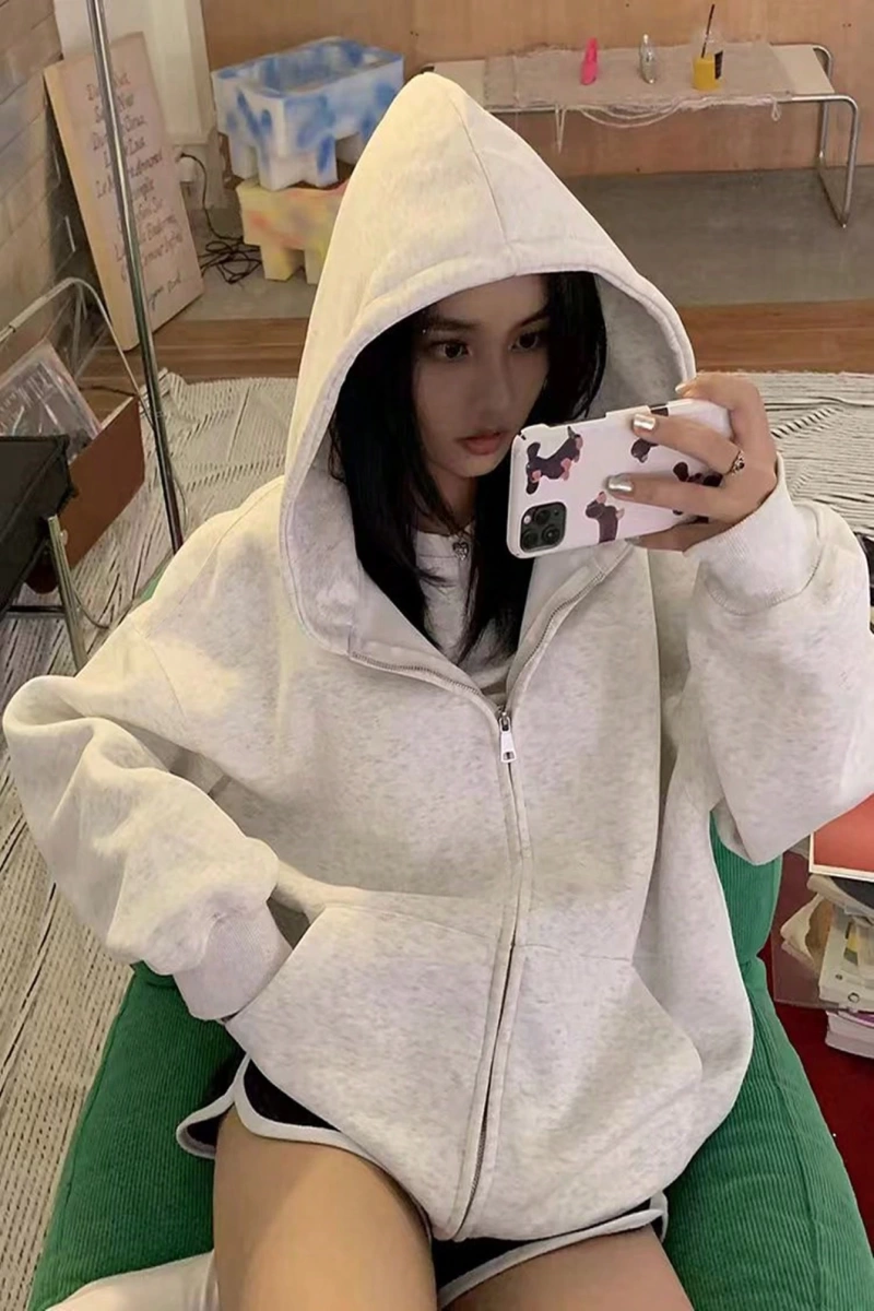 Solva Kadın Rahat Tek Renk Düşük Omuzlu Kapüşonlu Sweatshirt, Sonbahar/Kış Model 5145