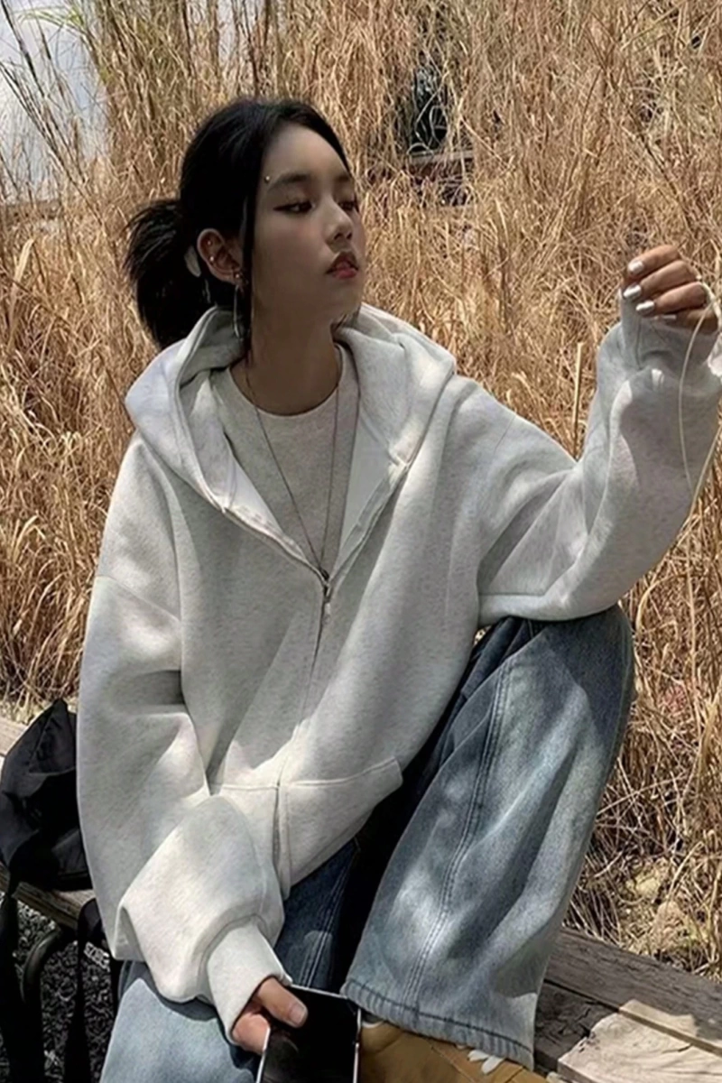 Solva Kadın Rahat Tek Renk Düşük Omuzlu Kapüşonlu Sweatshirt, Sonbahar/Kış Model 5145