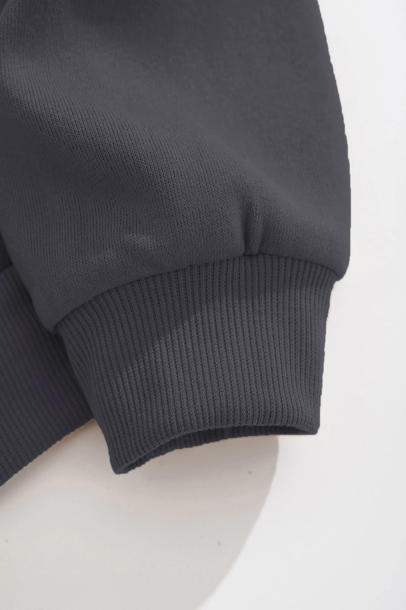 Star Kadın Bağcıklı Düz Renk Patchwork Uzun Kollu Ön Fermuarlı Cep Kapüşonlu Sweatshirt, Model 5182
