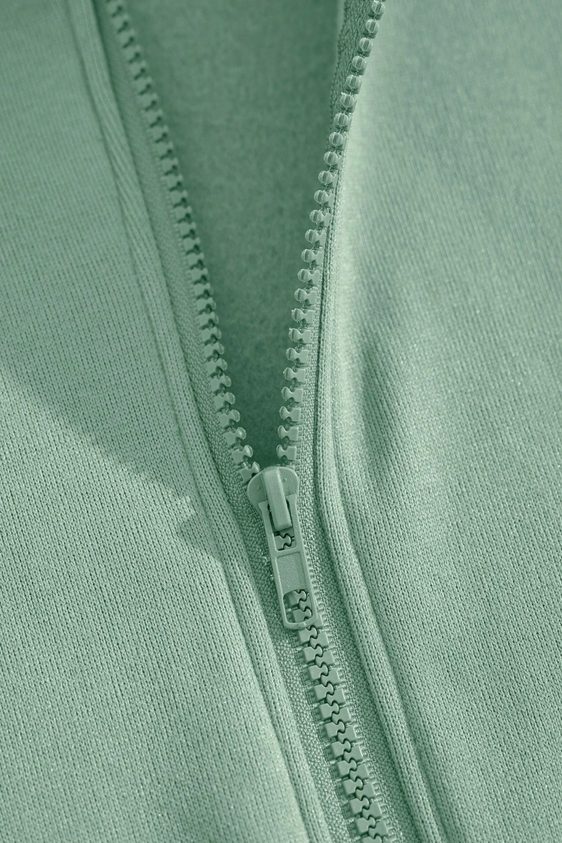 Star Kadın Bağcıklı Düz Renk Patchwork Uzun Kollu Ön Fermuarlı Cep Kapüşonlu Sweatshirt, Model 5182