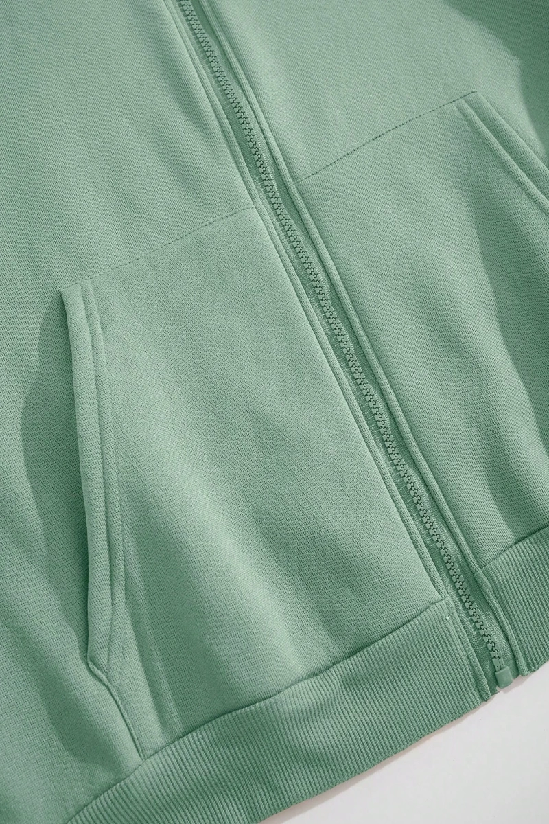 Star Kadın Bağcıklı Düz Renk Patchwork Uzun Kollu Ön Fermuarlı Cep Kapüşonlu Sweatshirt, Model 5182