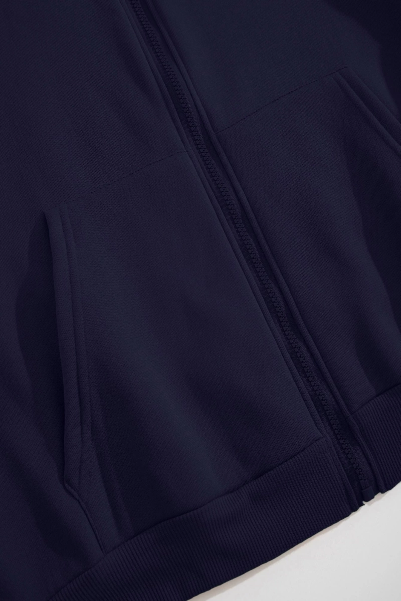 Star Kadın Bağcıklı Düz Renk Patchwork Uzun Kollu Ön Fermuarlı Cep Kapüşonlu Sweatshirt, Model 5182