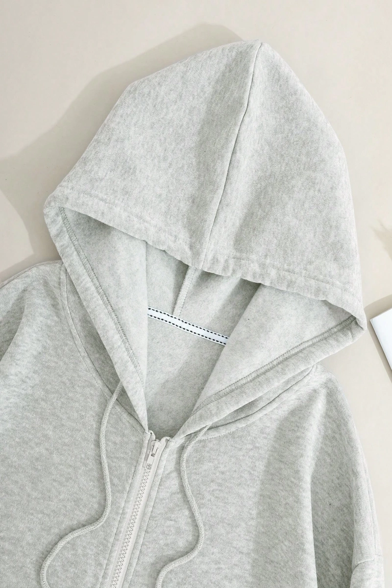 Star Kadın Bağcıklı Düz Renk Patchwork Uzun Kollu Ön Fermuarlı Cep Kapüşonlu Sweatshirt, Model 5182