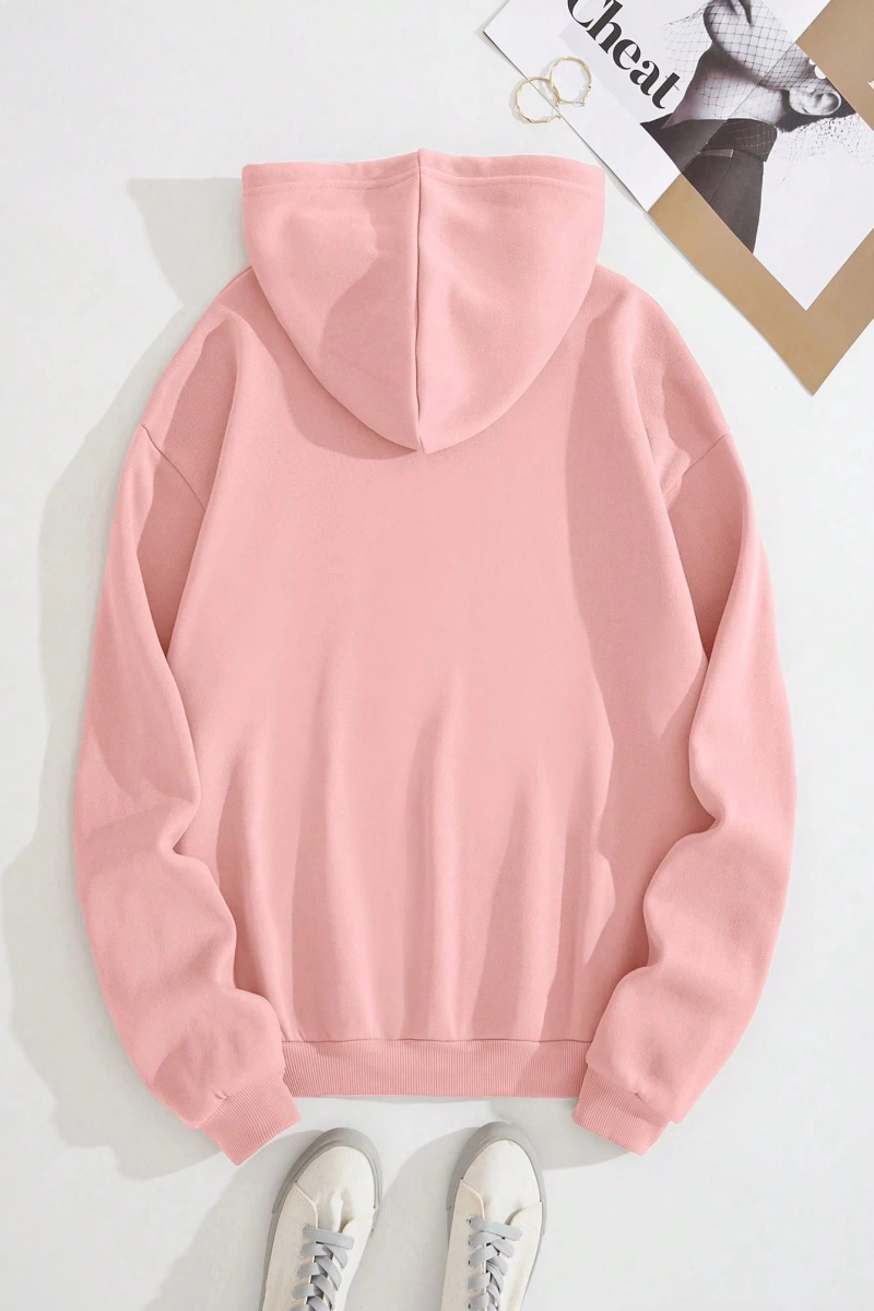 Star Kadın Bağcıklı Düz Renk Patchwork Uzun Kollu Ön Fermuarlı Cep Kapüşonlu Sweatshirt, Model 5182