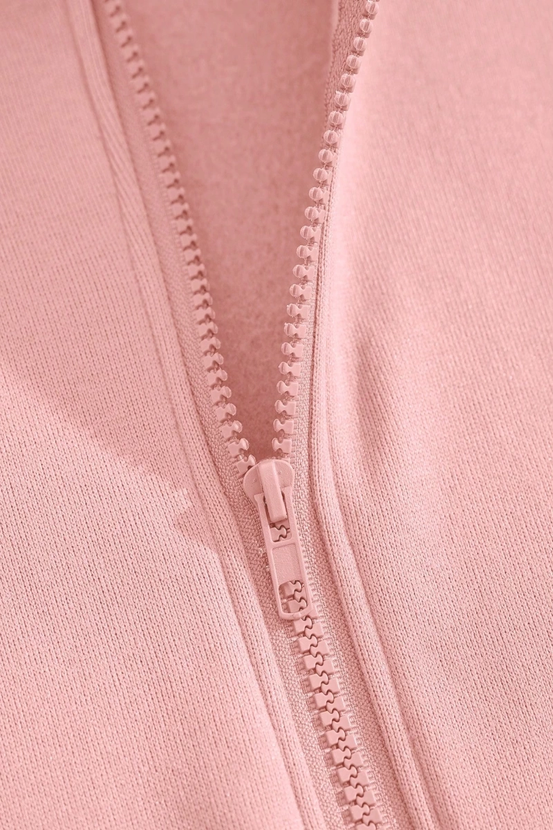 Star Kadın Bağcıklı Düz Renk Patchwork Uzun Kollu Ön Fermuarlı Cep Kapüşonlu Sweatshirt, Model 5182
