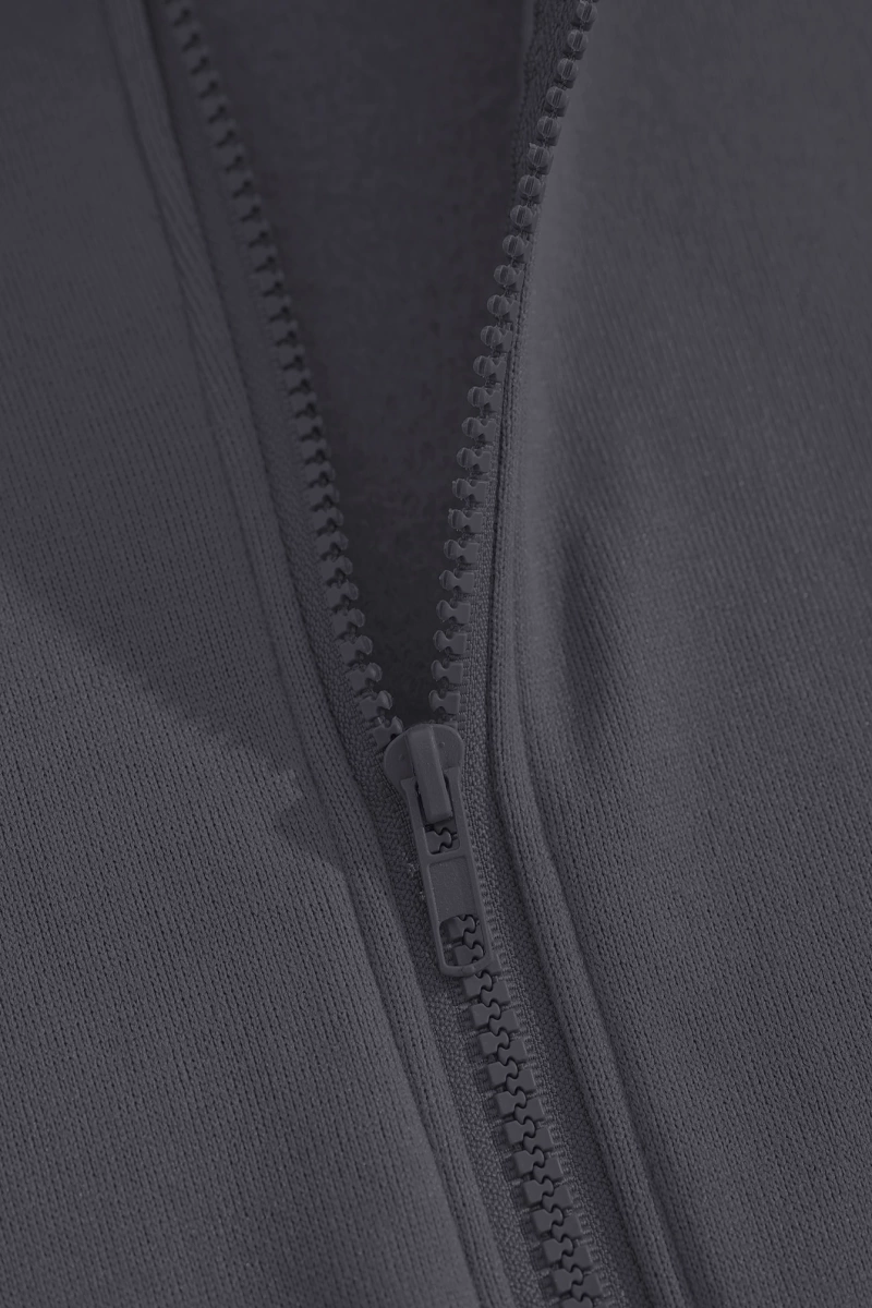 Star Kadın Bağcıklı Düz Renk Patchwork Uzun Kollu Ön Fermuarlı Cep Kapüşonlu Sweatshirt, Model 5182