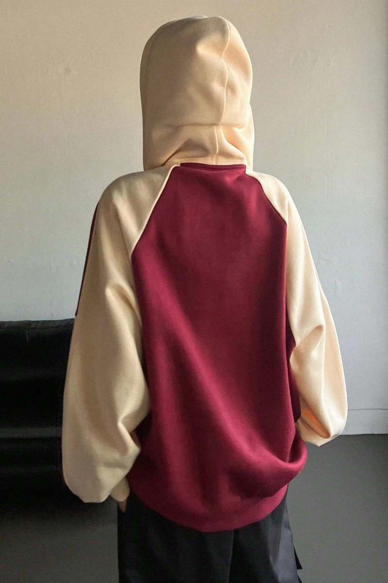 Star Kadın Sonbahar/Kış Mektup Baskılı Fermuarlı Bağcıklı Kapüşonlu Sweatshirt Model 5181
