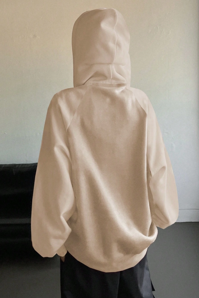 Star Kadın Sonbahar/Kış Mektup Baskılı Fermuarlı Bağcıklı Kapüşonlu Sweatshirt Model 5181