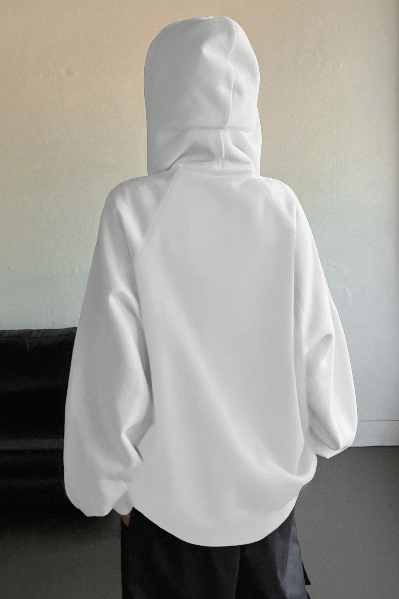 Star Kadın Sonbahar/Kış Mektup Baskılı Fermuarlı Bağcıklı Kapüşonlu Sweatshirt Model 5181
