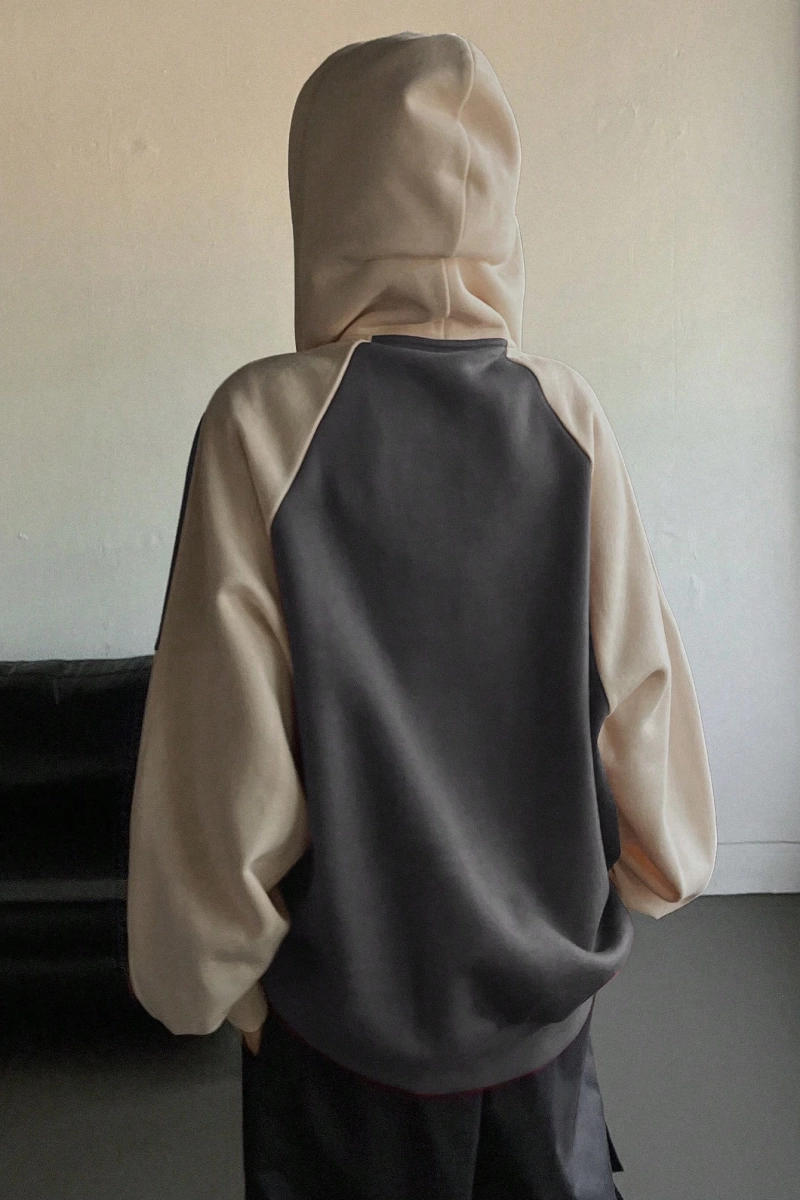 Star Kadın Sonbahar/Kış Mektup Baskılı Fermuarlı Bağcıklı Kapüşonlu Sweatshirt Model 5181