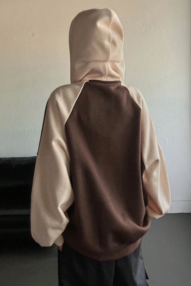 Star Kadın Sonbahar/Kış Mektup Baskılı Fermuarlı Bağcıklı Kapüşonlu Sweatshirt Model 5181
