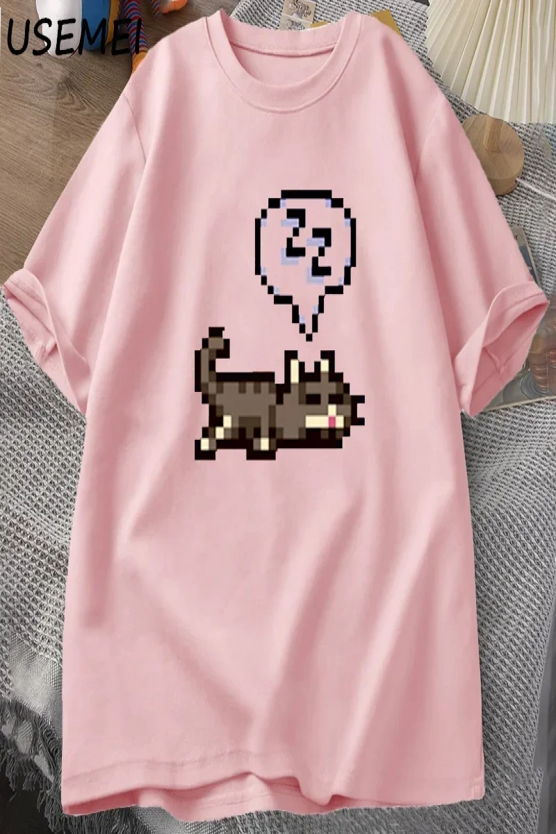 Starvalley vadisi uyku kedi Sploot grafik T shirt erkekler rahat komik kısa kollu tişört Unis 2907