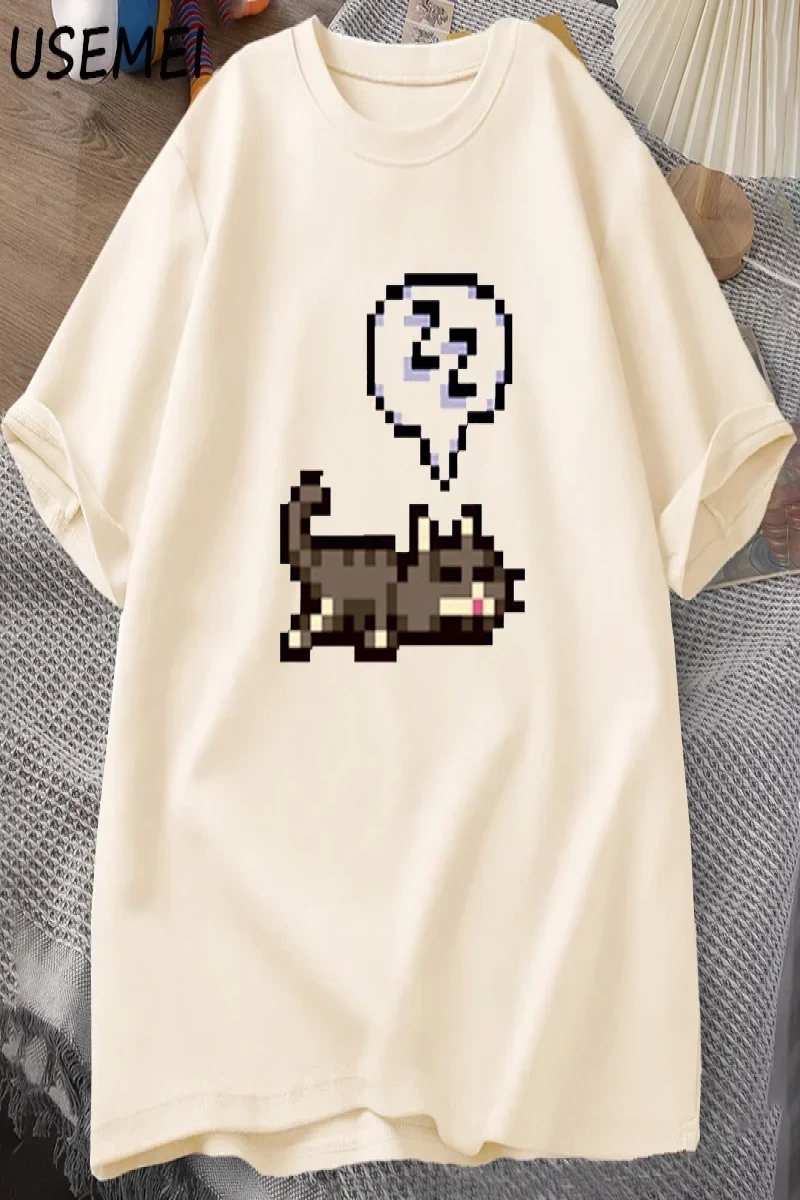 Starvalley vadisi uyku kedi Sploot grafik T shirt erkekler rahat komik kısa kollu tişört Unis 2907