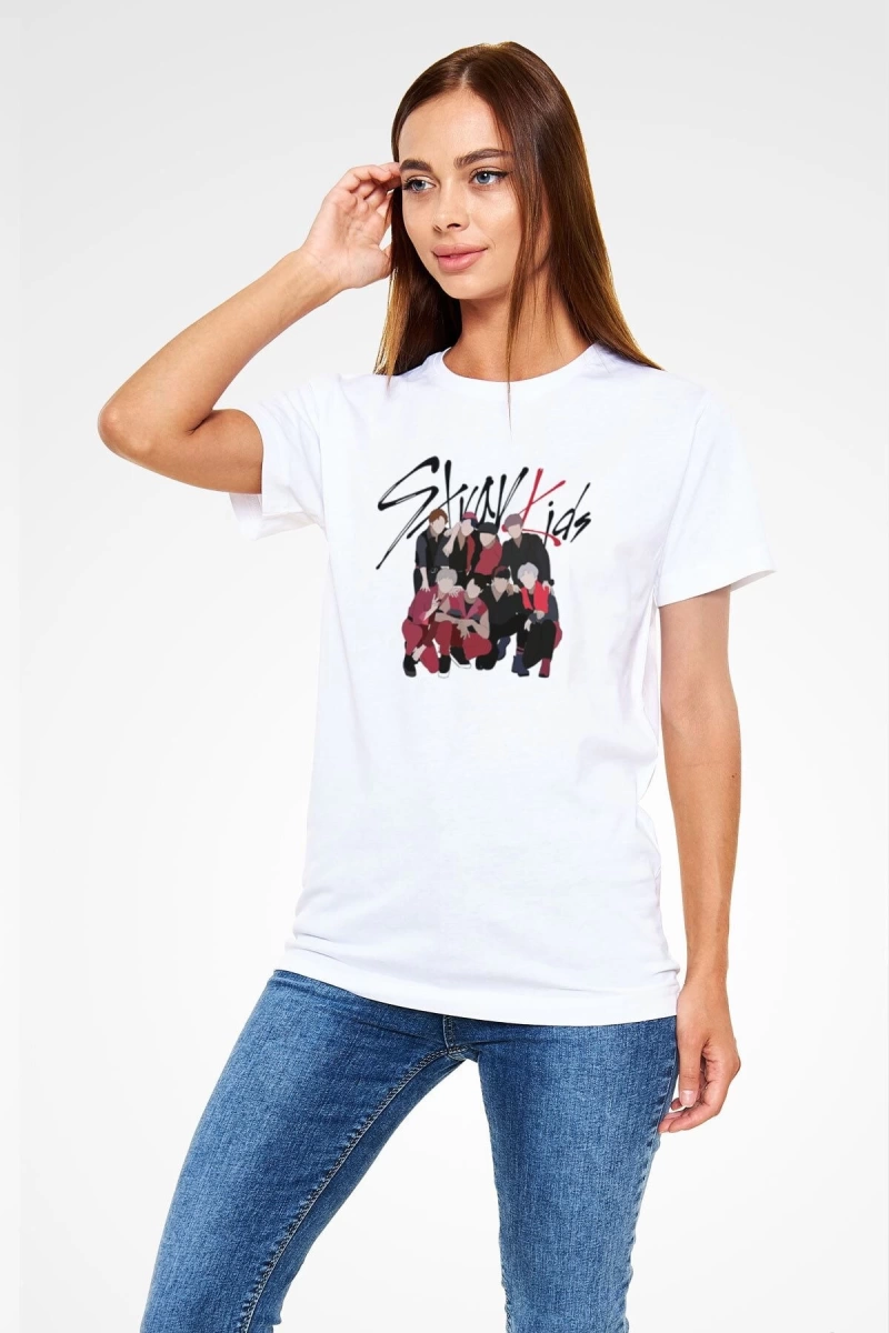 Stray Kids K-Pop Beyaz Unisex Tişört T-Shirt