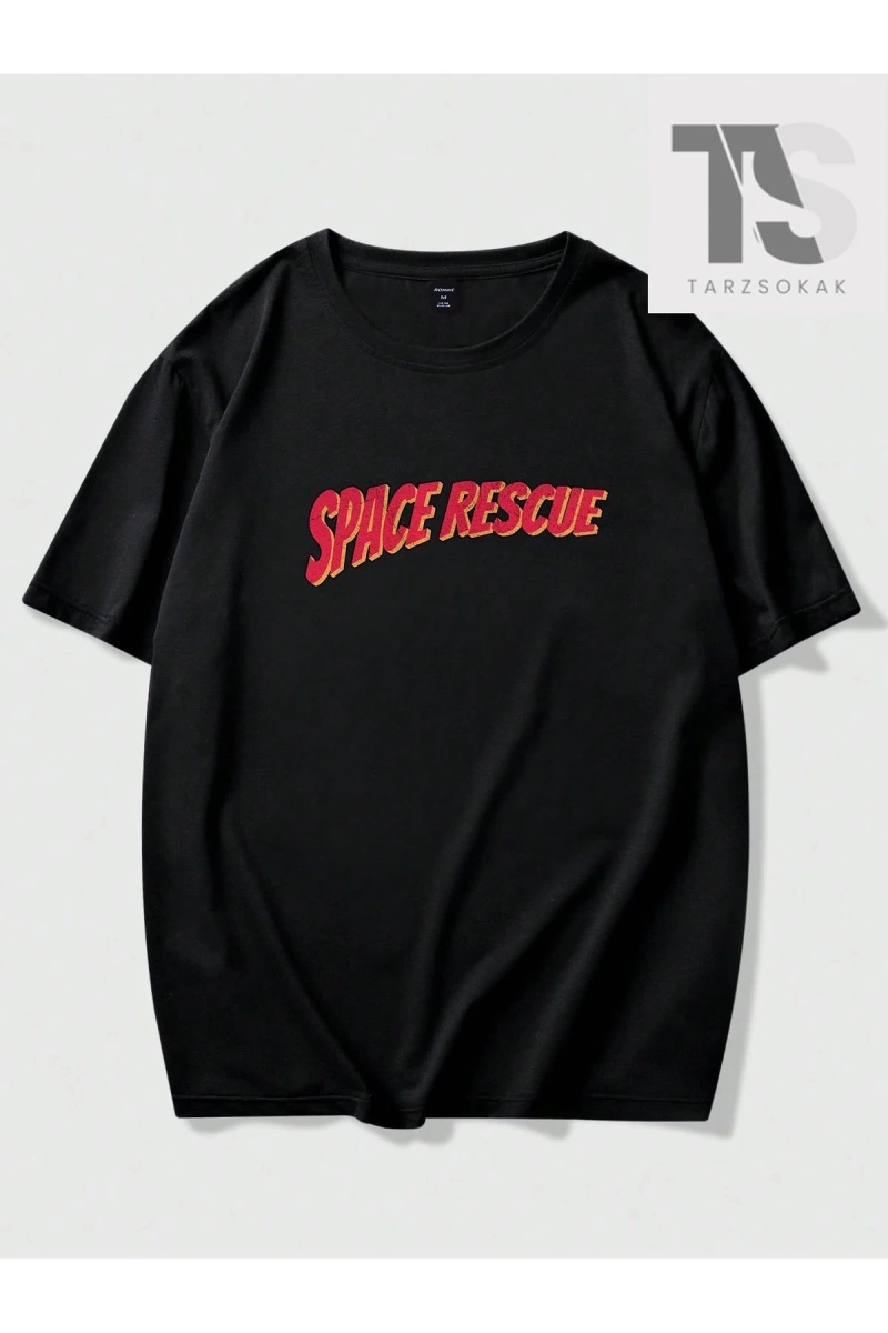Street Life Erkek Astronot Yazılı Baskılı T-Shirt