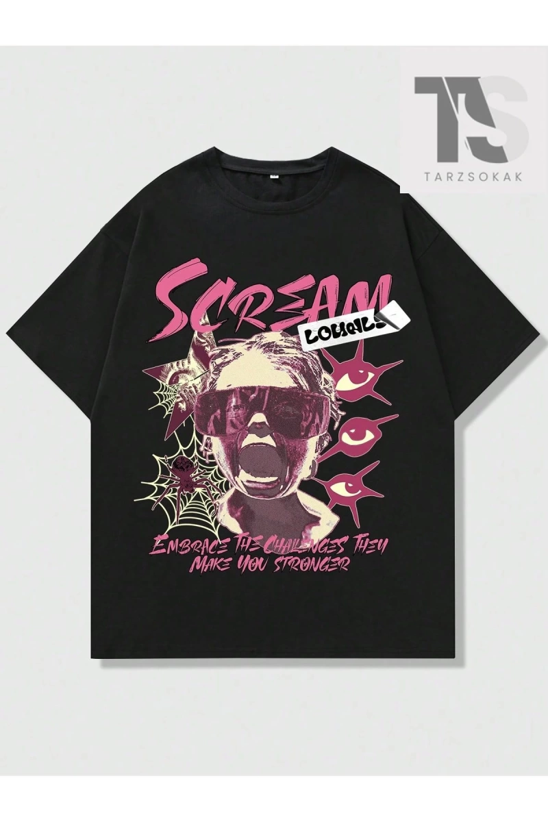 Street Life Erkek Karakter ve Slogan Baskılı T-shirt