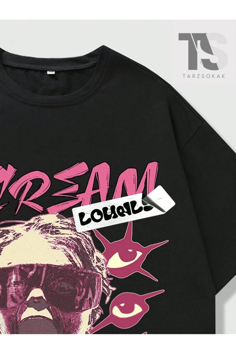 Street Life Erkek Karakter ve Slogan Baskılı T-shirt