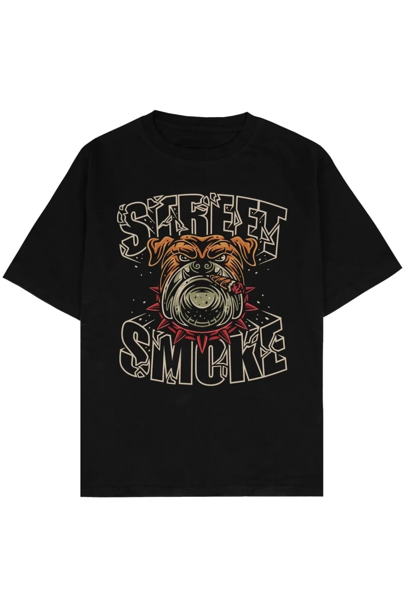 Street Smoke Siyah Oversize Unisex T-shirt