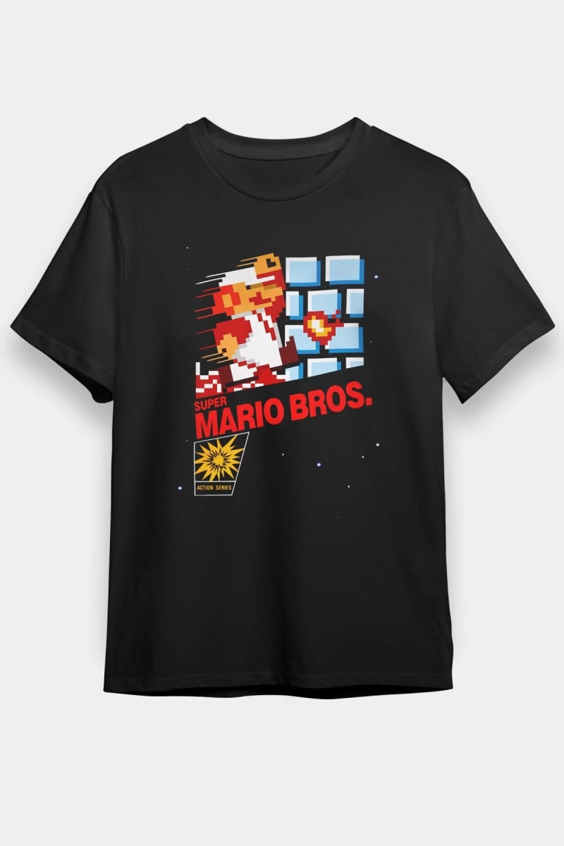 Süper Mario Siyah Unisex Tişört T-Shirt