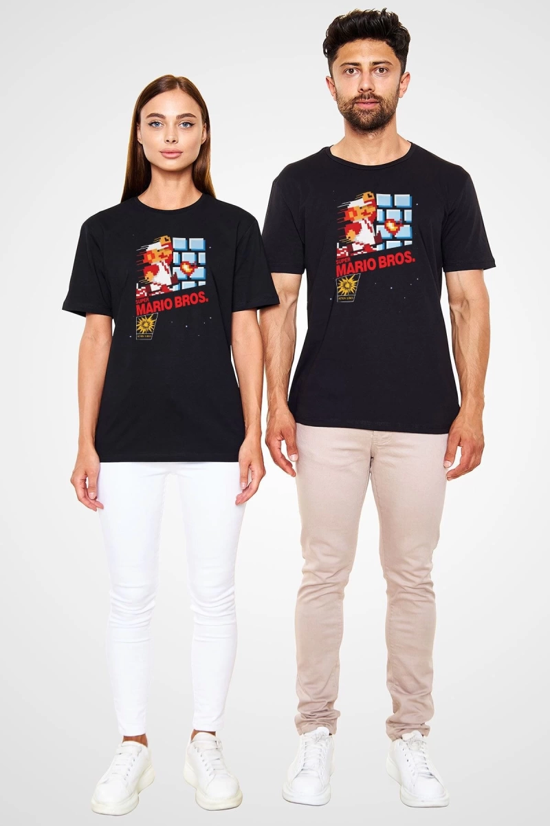Süper Mario Siyah Unisex Tişört T-Shirt