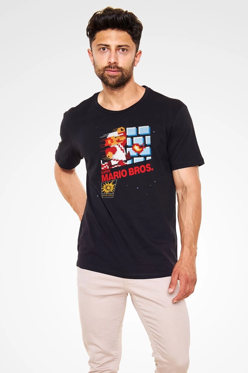 Süper Mario Siyah Unisex Tişört T-Shirt