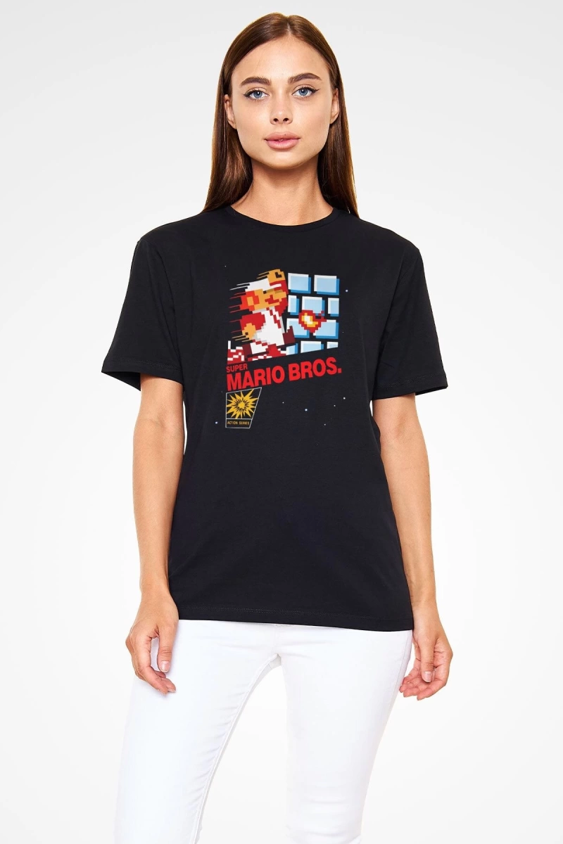Süper Mario Siyah Unisex Tişört T-Shirt
