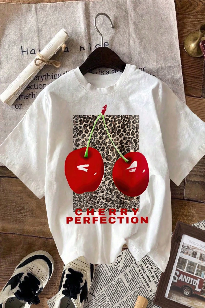 Süt İpek Normal Tişört, Minimalist Moda Günlük Giyim