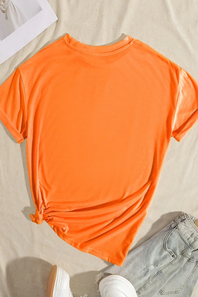 Süt İpek Normal Tişört, Minimalist Moda Günlük Giyim
