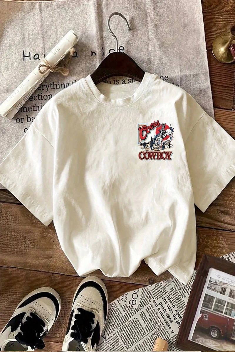Süt İpek Normal Tişört, Minimalist Moda Günlük Giyim