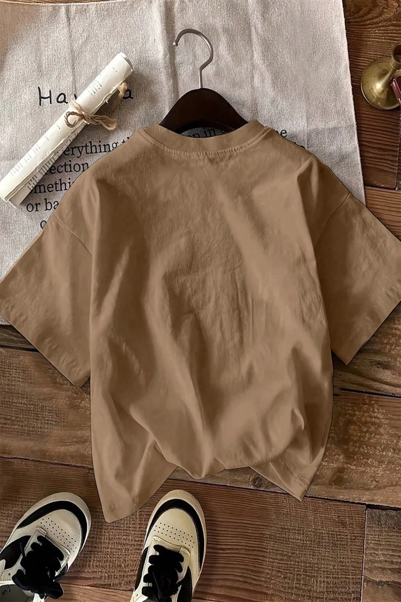 Süt İpek Normal Tişört, Minimalist Moda Günlük Giyim