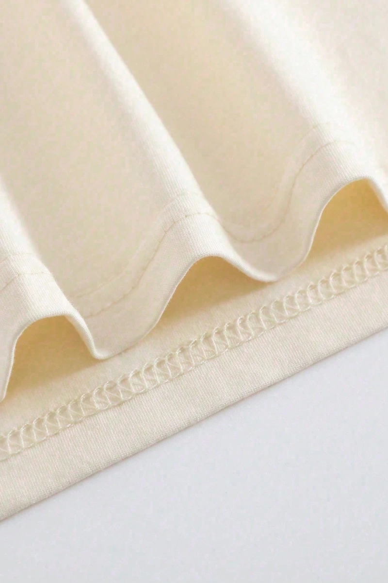 Süt İpek Normal Tişört, Minimalist Moda Günlük Giyim