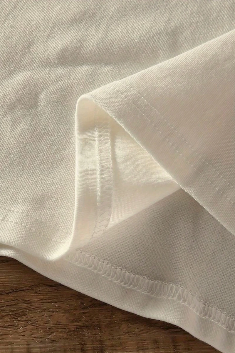 Süt İpek Normal Tişört, Minimalist Moda Günlük Giyim