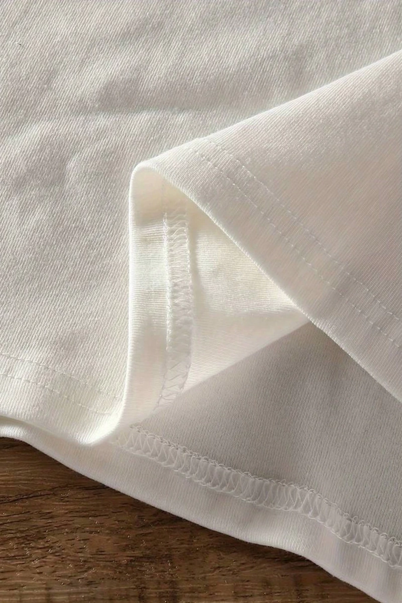 Süt İpek Normal Tişört, Minimalist Moda Günlük Giyim
