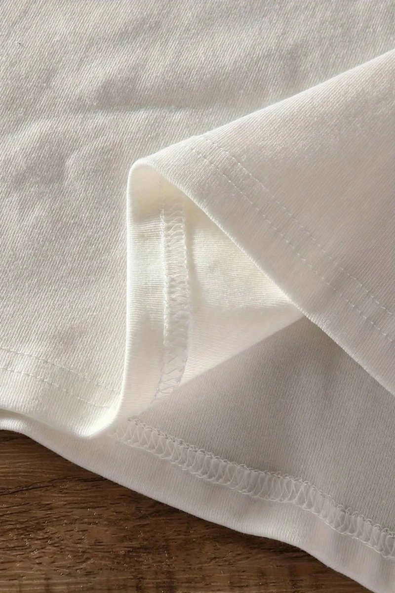 Süt İpek Normal Tişört, Minimalist Moda Günlük Giyim