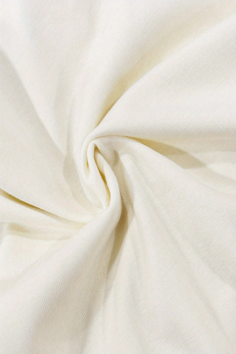 Süt İpek Normal Tişört, Minimalist Moda Günlük Giyim