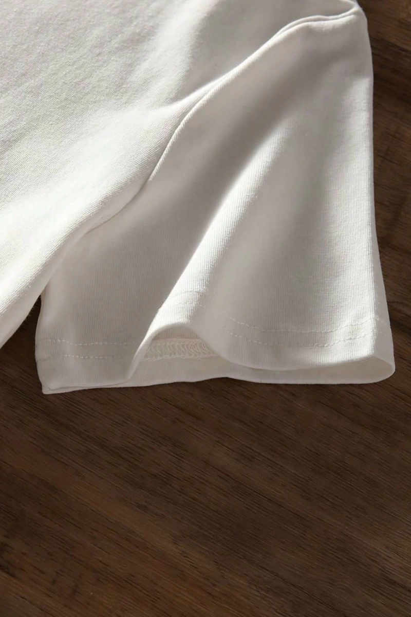 Süt İpek Normal Tişört, Minimalist Moda Günlük Giyim