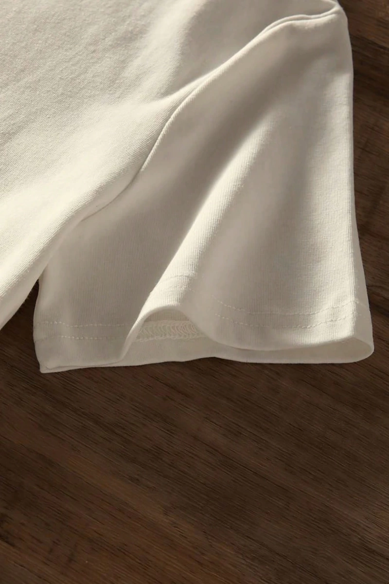 Süt İpek Normal Tişört, Minimalist Moda Günlük Giyim