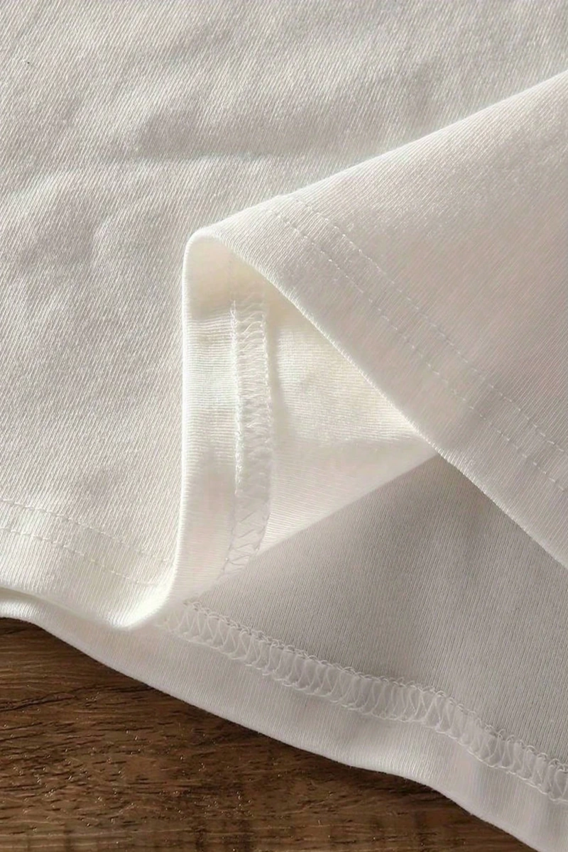 Süt İpek Normal Tişört, Minimalist Moda Günlük Giyim