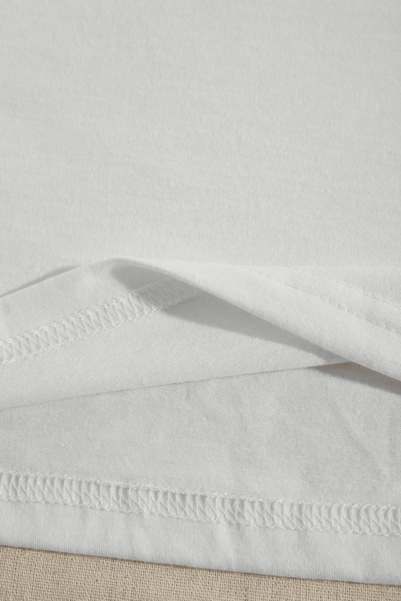 Süt İpek Normal Tişört, Minimalist Moda Günlük Giyim