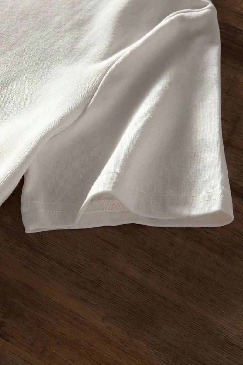 Süt İpek Normal Tişört, Minimalist Moda Günlük Giyim