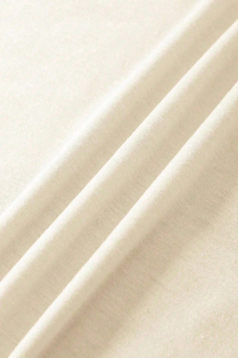 Süt İpek Normal Tişört, Minimalist Moda Günlük Giyim