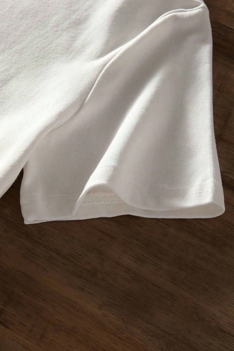 Süt İpek Normal Tişört, Minimalist Moda Günlük Giyim