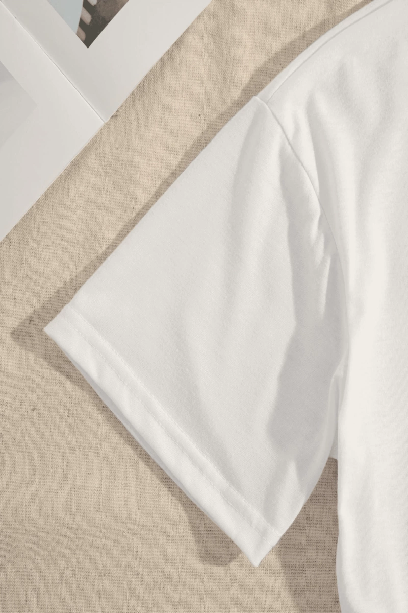 Süt İpek Normal Tişört, Minimalist Moda Günlük Giyim