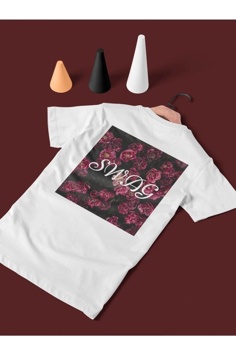 Swag Baskılı Unisex Beyaz T-shirt