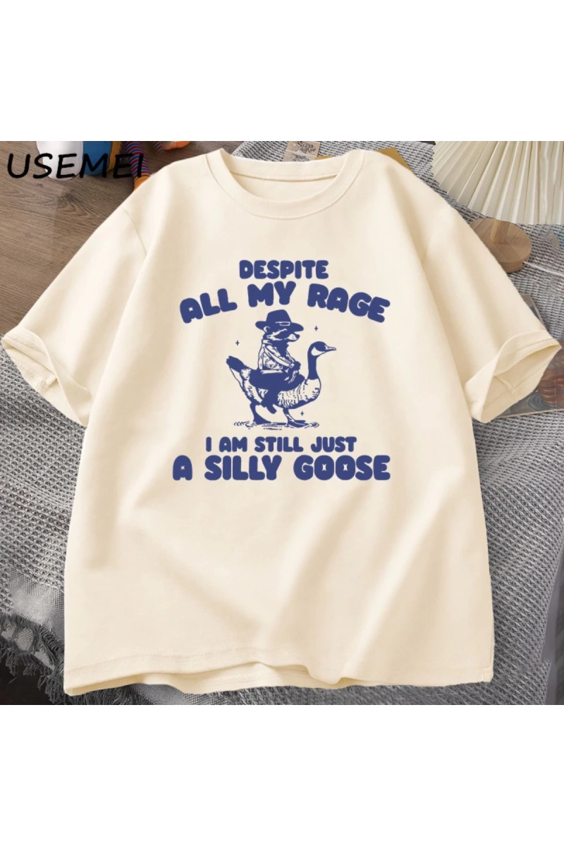 T-Shirt Komik Kaz Tshirt Pamuk Kısa