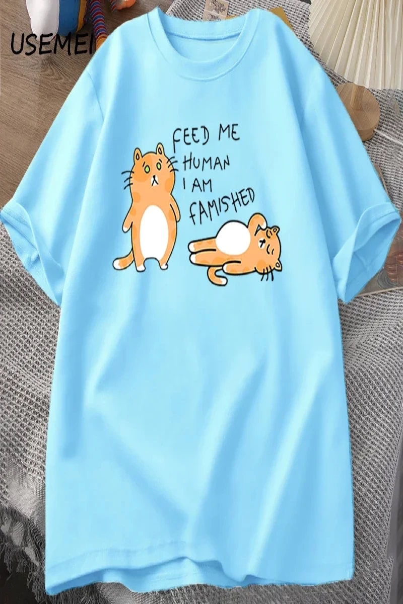 T-shirts Men Women Fuuny Cat Lovely Print T Shirt Summer Cotton Mens T-shirts Casual Harajuk 3029