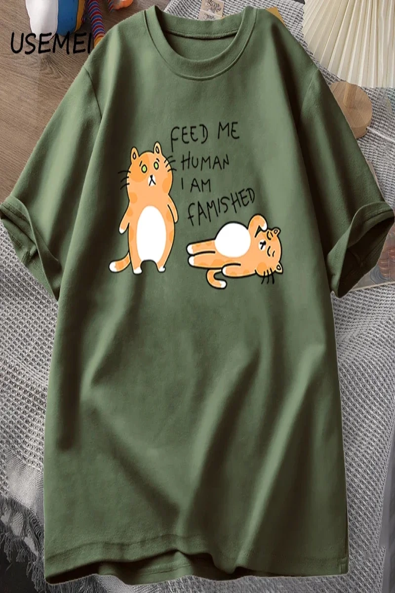 T-shirts Men Women Fuuny Cat Lovely Print T Shirt Summer Cotton Mens T-shirts Casual Harajuk 3029